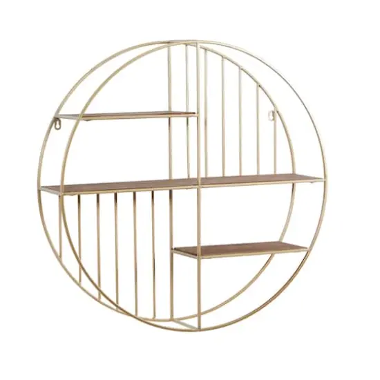 Gold Metal Modern Wall Shelf, 28" x 28" x 7" {1}