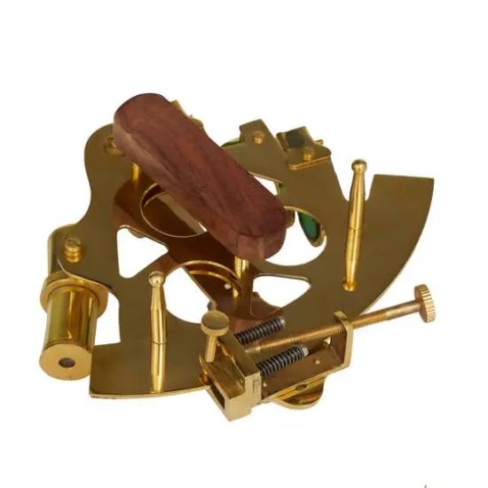 Gold Brass Sextant Compass with Decorative Box Set {7}