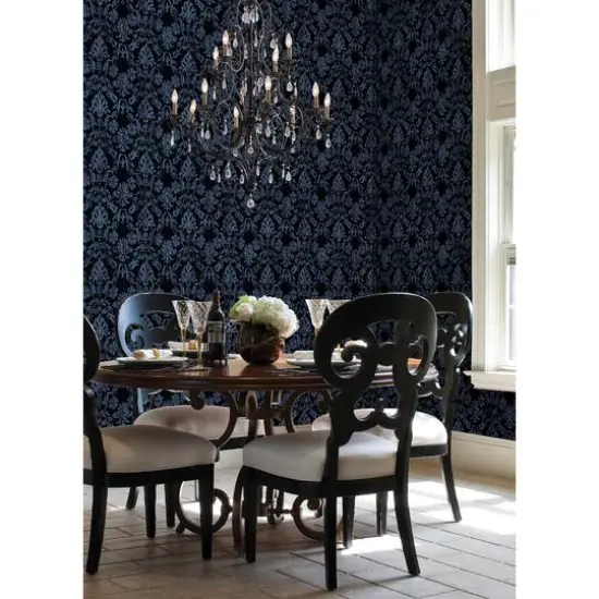 RoomMates Blooming Damask Peel & Stick Wallpaper Black {4}