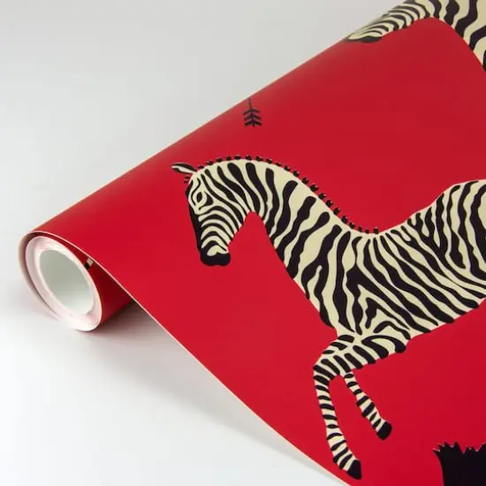 Scalamandre Masai Red Zebra Safari Peel & Stick Wallpaper {3}