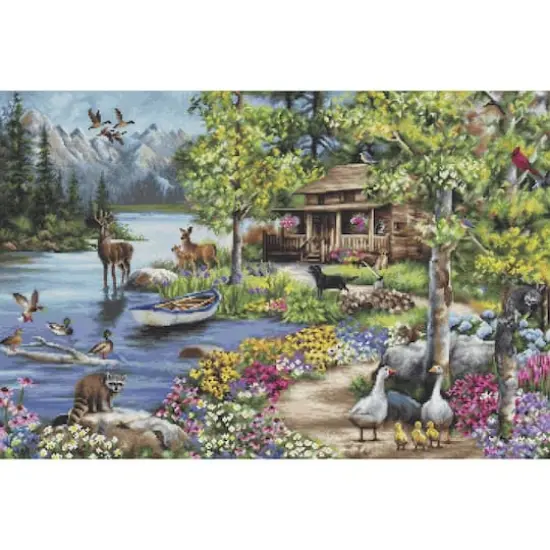 Luca-S Cabin By The Lake Counted Cross-Stitch Kit {1}