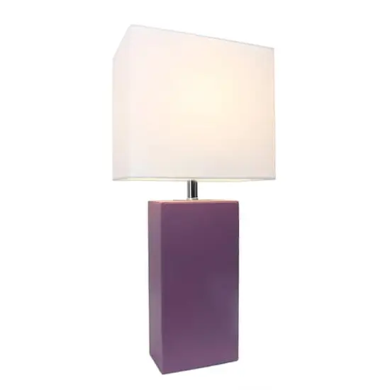 Lalia Home Lexington 21" Leather Home D&eacute;cor Table Lamp Purple {3}