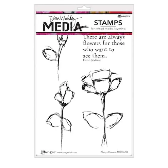 Dina Wakley Media Always Flowers Cling Stamps {1}