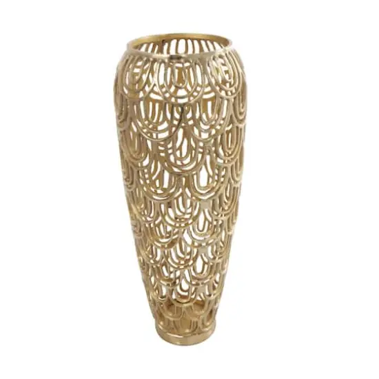 25" Gold Aluminum Metal Arched Vase {1}