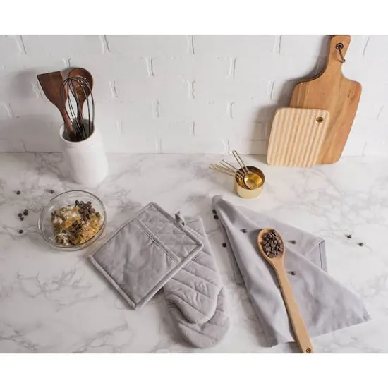 DII&reg; Gray Solid Chambray Dishtowels, 3ct. {5}