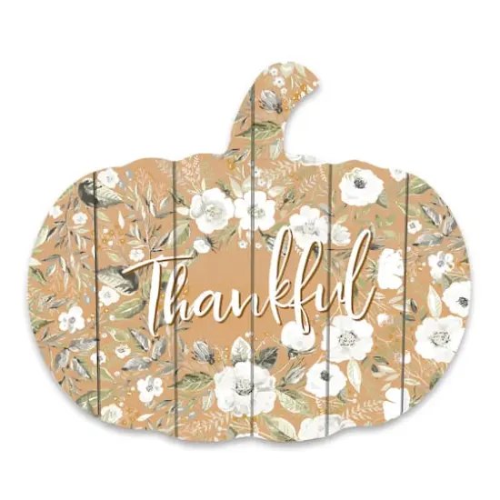 Pumpkin Shaped Thankful Wooden Wall Hanging {1}