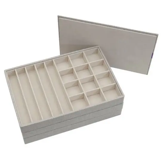 Household Essentials Stackable Jewelry Tray Set White {6}