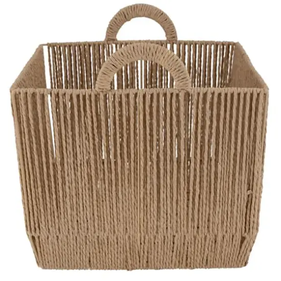Simplify Small Vertical Weave Storage Basket with Round Handles {4}