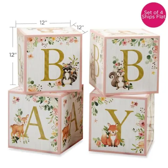 Kate Aspen Pink Woodland Baby Block Box Set, 4ct. {1}