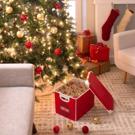 Simplify 15.4" Christmas Wreath 60 Ornament Storage Tote Bin {5}