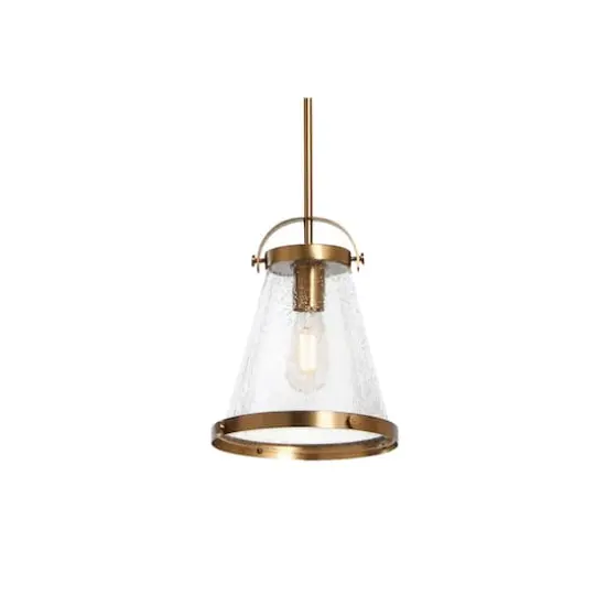 Hello Honey® Robert Stevenson Lighting Wesley Metal & Seedy Glass Ceiling Light Brushed Gold {4}