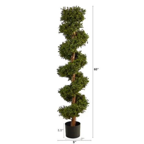 5ft. Potted UV Resistant Spiral Boxwood Topiary Tree {3}