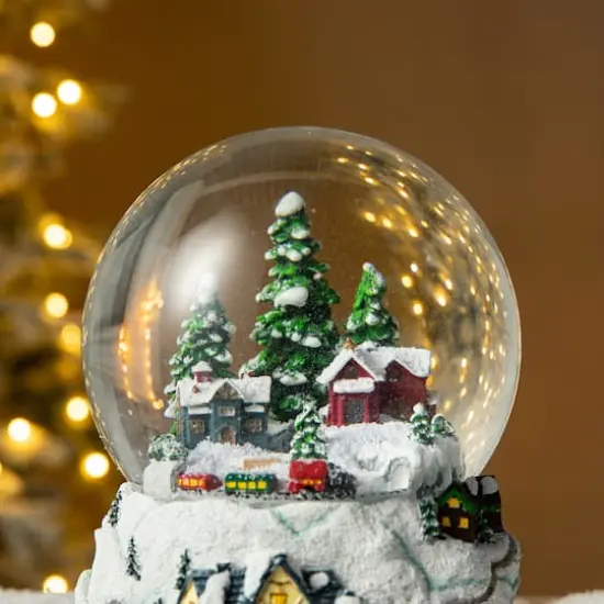 Glitzhome&reg; 8" Lighted Musical Snowflakes Village Waterglobe {6}