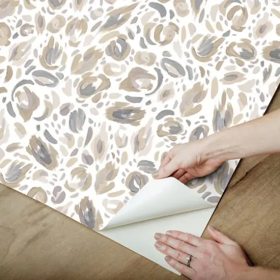 RoomMates Neutral Brushstroke Leopard Peel & Stick Wallpaper {6}