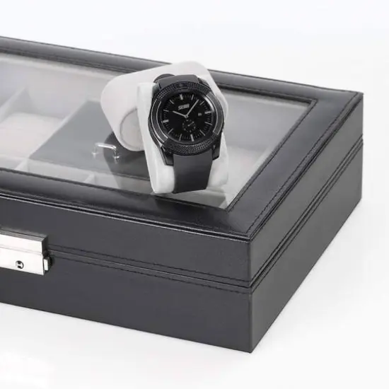 Charcoal Black Grand Ebony Jewelry Watch Box {5}