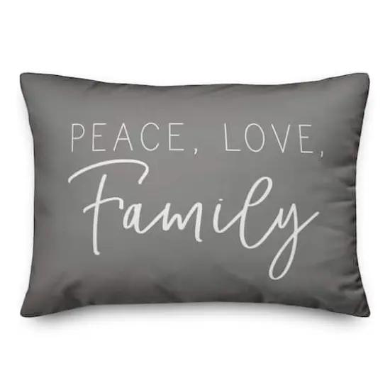 20" x 14" Peace Love Family Versatile Throw Pillow Gray {1}