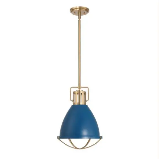 Hello Honey&reg; Kent Industrial Oversized Caged Metal Ceiling Light Blue/Gold {11}