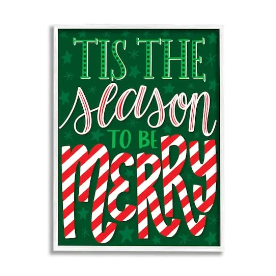 Stupell Industries Tis The Season To Be Merry Patterned Framed Giclee Art White {1}