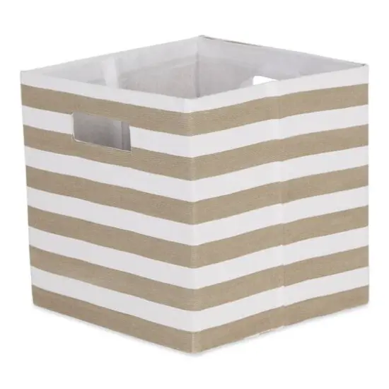 DII&reg; 11" Polyester Stripes Storage Cube Stone {1}