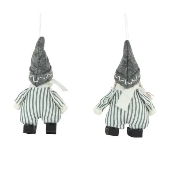 5.5" Gray & White Plush Twin Christmas Ornament Set {9}