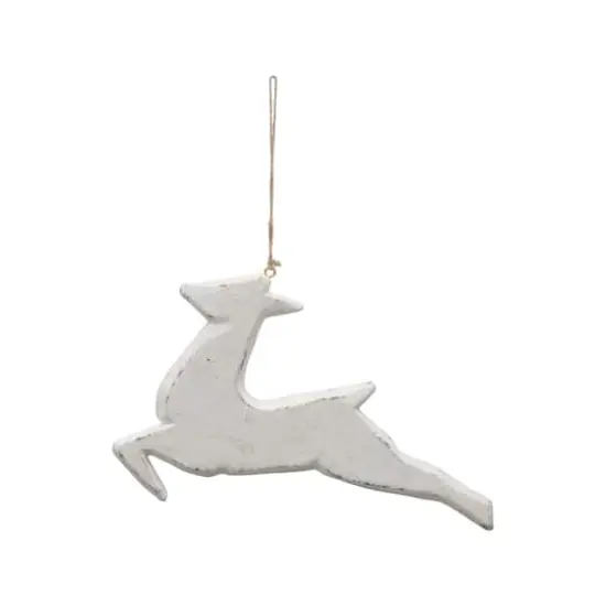 Hello Honey&reg; 8" White Handmade Paper Mache Deer Ornament {1}