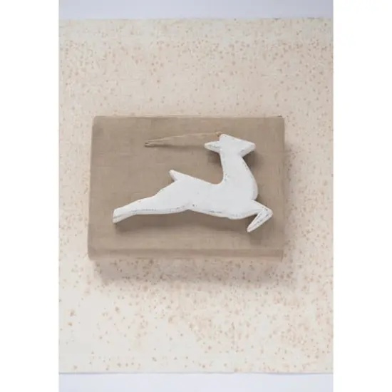 Hello Honey&reg; 8" White Handmade Paper Mache Deer Ornament {3}