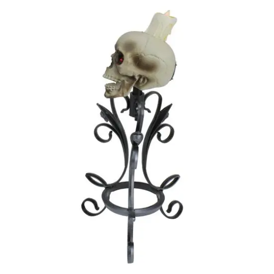 16.25" Gothic Flameless Skull Halloween Candle Holder {5}