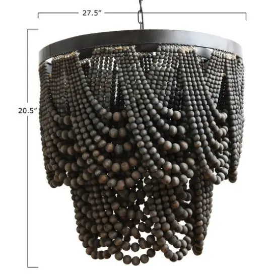 Hello Honey&reg; 27.5" 2-Tier Draped Wood Bead Chandelier Black {7}