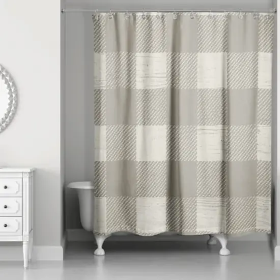 Taupe Buffalo Check Shower Curtain {3}