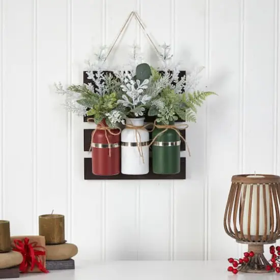 17" Christmas Pine 3-Piece Jar Hanging Artificial Arrangement {3}