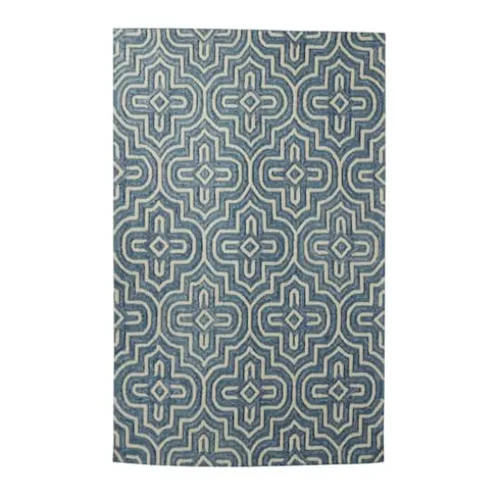 Blue Wool Modern Area Rug 5ft. x 8ft. {3}