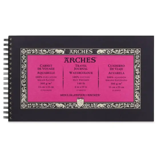 ARCHES&reg; Aquarelle 10" x 6" Hot Pressed Watercolor Travel Journal {1}