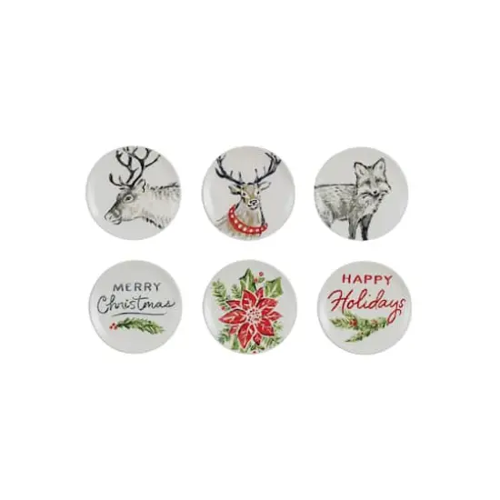 Hello Honey&reg; 5" Woodland Christmas Round Stoneware Plate Set {1}