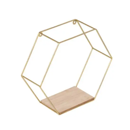 Honey Can Do 12" Gold Hexagonal Decorative Metal Wall Shelves {5}