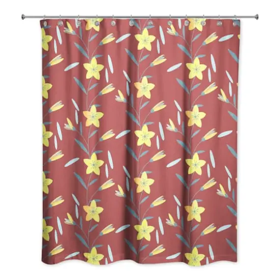 Spring Pattern Shower Curtain Red {1}