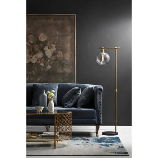 Hello Honey&reg; 5ft. Modern Metal Floor Lamp with Glass Globe Shade {5}