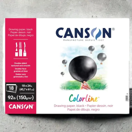 Canson&reg; Colorline&reg; Black Drawing Paper Pad, 18" x 24" {1}