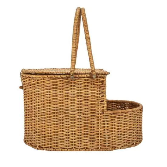Hello Honey&reg; Natural Oval Wicker Picnic Basket with Open Side Compartment {7}