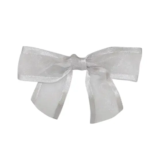 JAM Paper 7/8" Sheer Satin Edge Twist Tie Bows, 100ct. Silver {1}