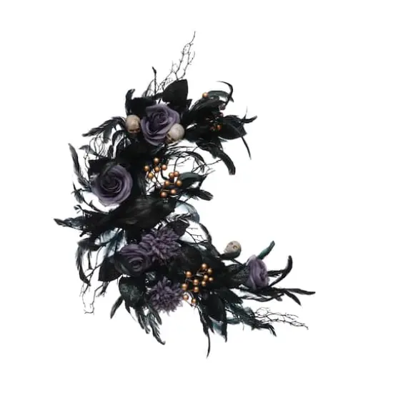 27" Purple & Black Rose & Feather Wall D&eacute;cor by Ashland&reg; {1}