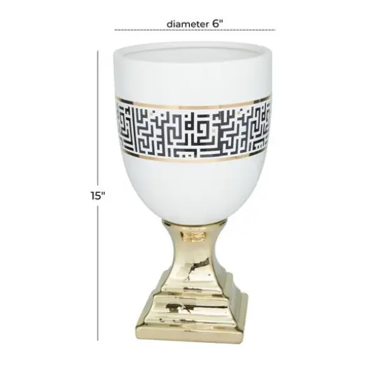 Gold Dolomite Glam Vase, 15" x 8" x 8" {7}