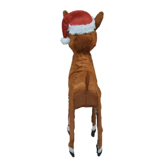 ProductWorks Rudolph 3ft. 3D Pre-Lit Rudolph with Santa Hat Yard Art {3}