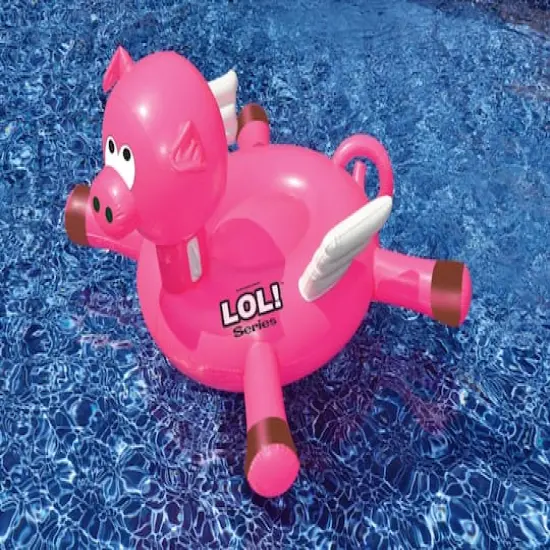 Swimline LOL! Series 54" Inflatable Pink Flying Pig Pool Float {3}