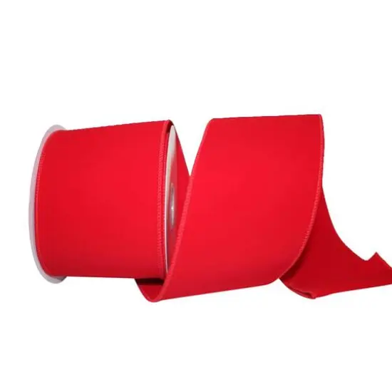 JAM Paper 4" x 10yd. Red Wired Velvet Two-Sided Ribbon {1}
