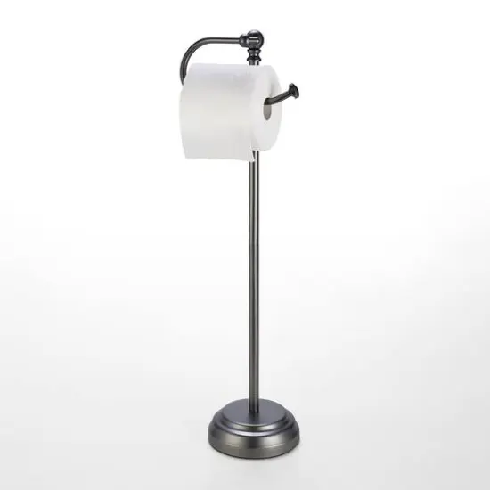 SunnyPoint 23.5" Black Nickel Bathroom Free Standing Toilet Tissue Paper Roll Holder Stand {3}
