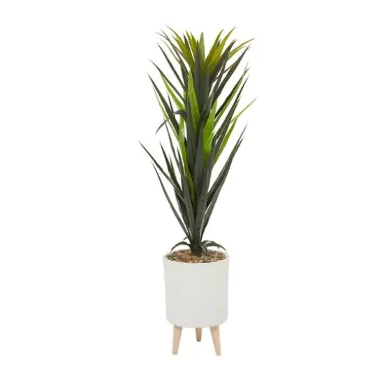 4ft. Modern Style Aloe Vera Artificial Foliage in White Pot {6}