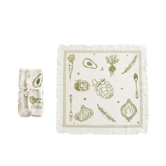 Hello Honey&reg; Green Vegetable Cotton & Linen Napkins with Fringe, 4ct. {1}