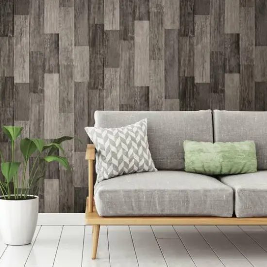 RoomMates Black Weathered Wood Plank Peel & Stick Wallpaper {7}