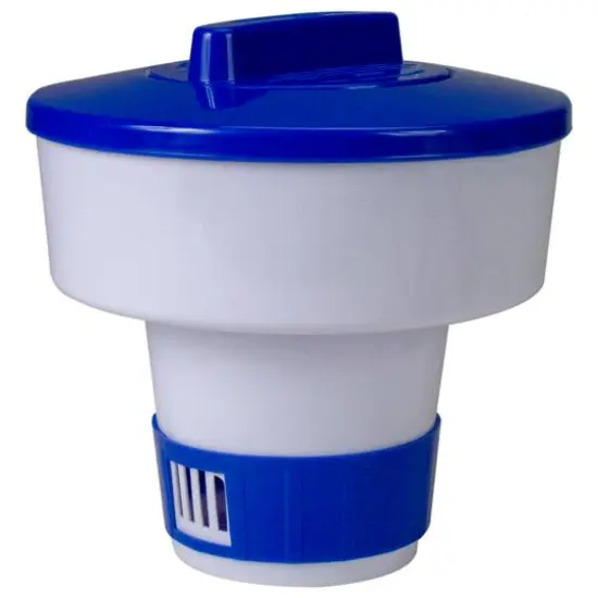7" Blue & White Floating Swimming Pool Chlorine Dispenser {1}
