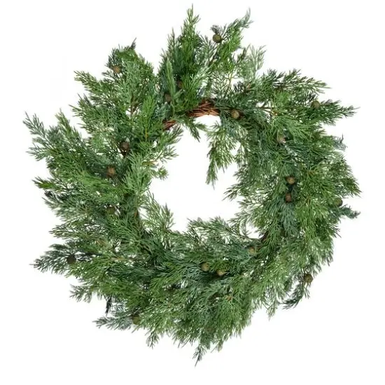 23" Unlit Green Stovall Cedar Pine Artificial Christmas Wreath {1}